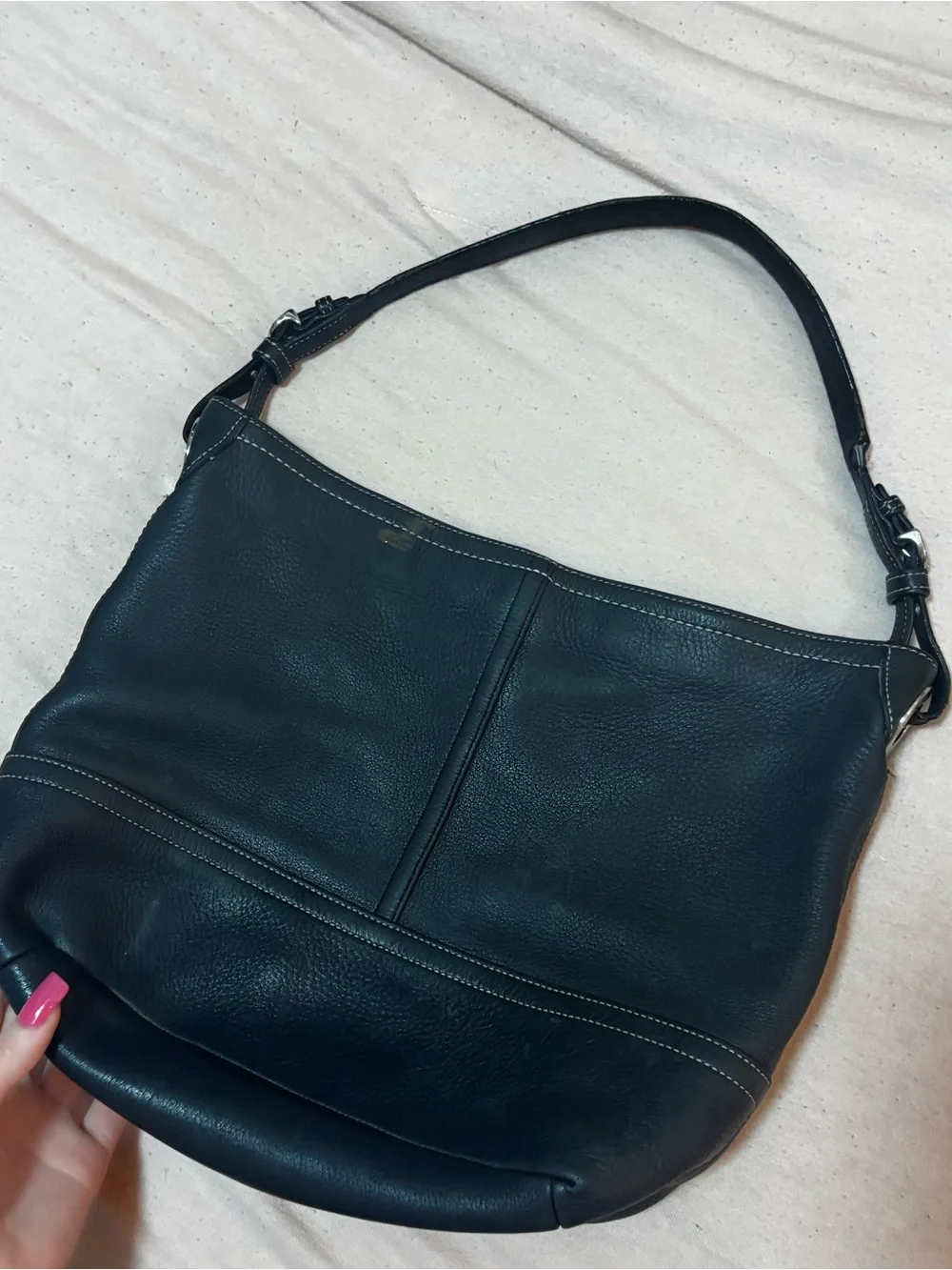 Coach Black Pebbled Leather Hobo Shoulder Bag